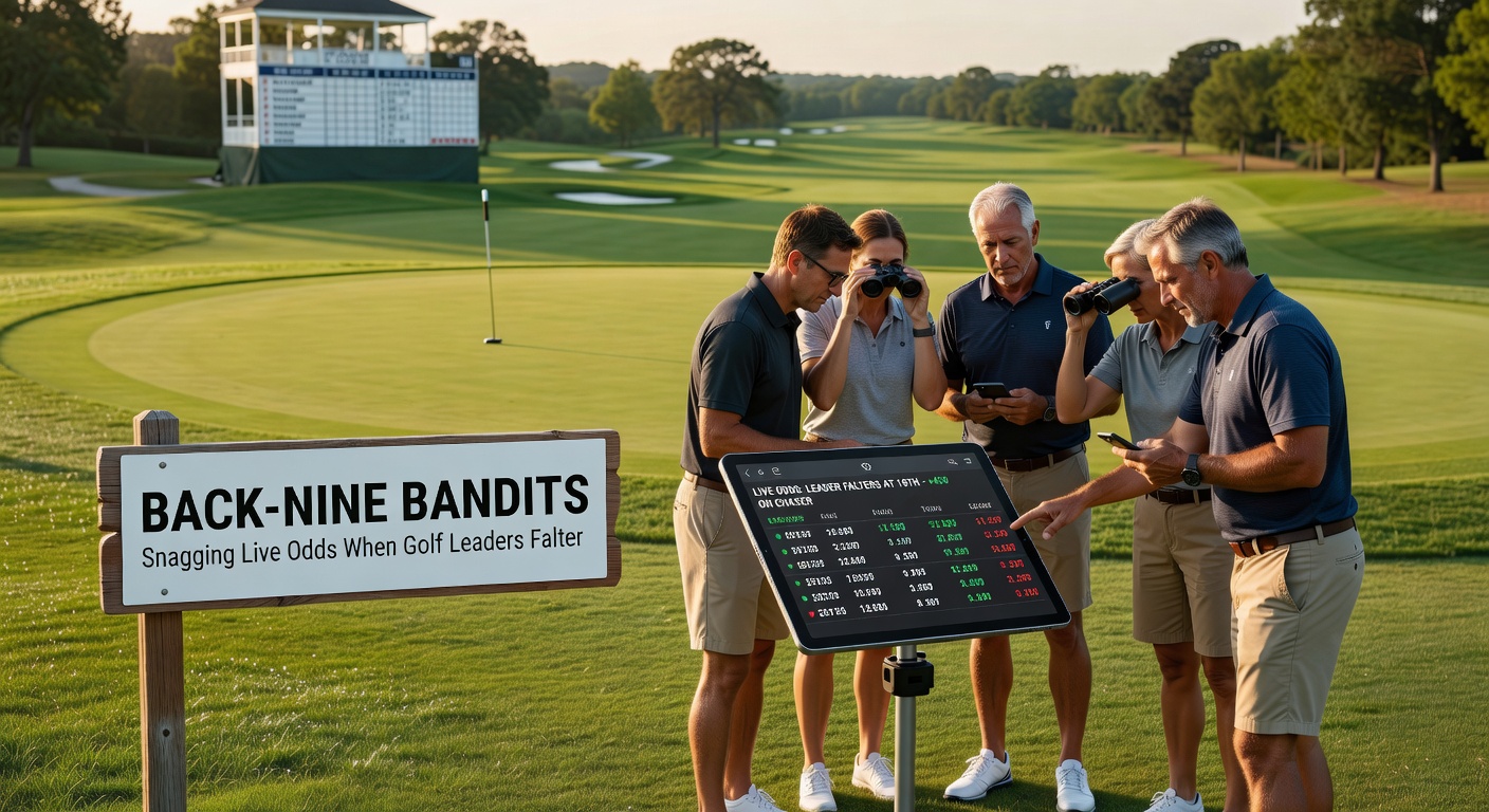 Golfspieler auf dem Back Nine mit dramatischem Sonnenuntergang, symbolisiert das Wendepunkt in einem Turnier