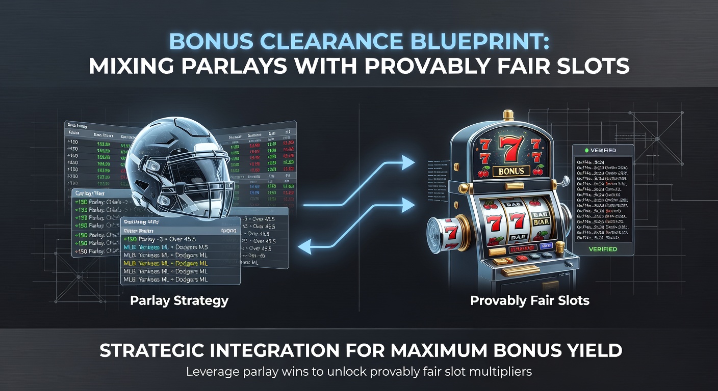Detaillierte Infografik zur Bonus-Freischaltung, mit Parlay-Ketten und Slot-Rundensymbolen, die einen hybriden Workflow darstellen