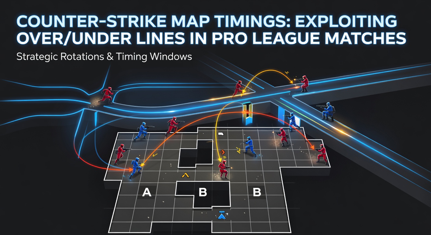 Grafik mit typischen Runden-Timings auf der Mirage-Karte in Counter-Strike-Pro-Matches, die Over/Under-Linien illustrieren